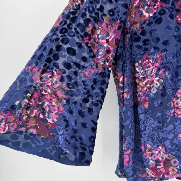 Anthropologie Floreat Japonica Velvet Burnout Printed Kimono Top M Date Night - Picture 5 of 6